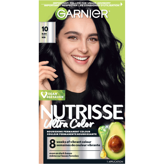 Garnier Nutrisse Ultra Color, Permanent Hair Dye, Black 10 1 ea, $12.99/1ea