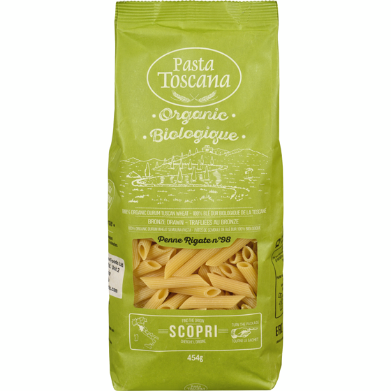 Pasta Toscana Penne Rigate Bio 454 g, 0,72 $/100g