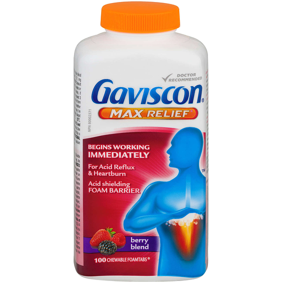 Gaviscon Max Relief Chewable Foamtabs Berry Blend 100 ea, $0.36/1ea