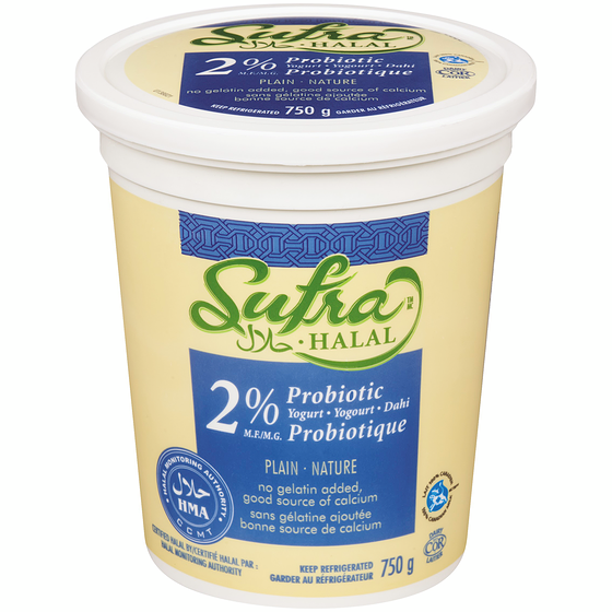 Sufra Halal Yogourt probiotique nature 2 % 750 g, 0,37 $/100g