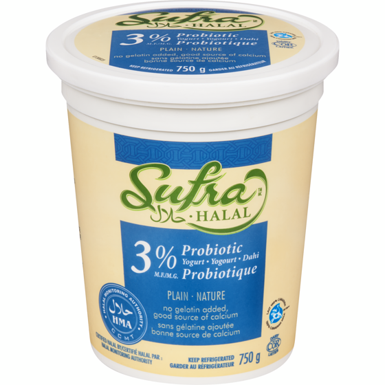 Sufra Halal Yogourt probiotique 3% M.G., nature 750 g, 0,37 $/100g