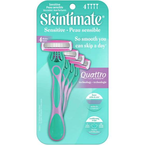 Skintimate Sensitive 4 Blade Disposable Razor for Women, 4 count 4 ea, $2.00/1ea