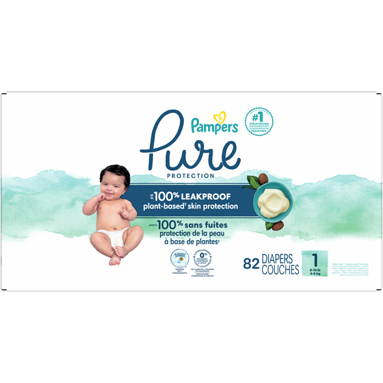Pampers Couches Pure Protection, taille 1, 82 couches 82 ea, 0,41 $/1ch