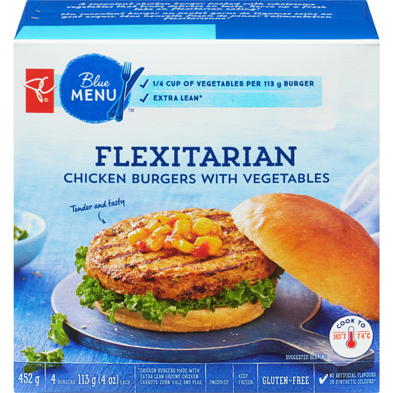 PC Blue Menu Chicken & Veg Flexitarian Burger PC.ca