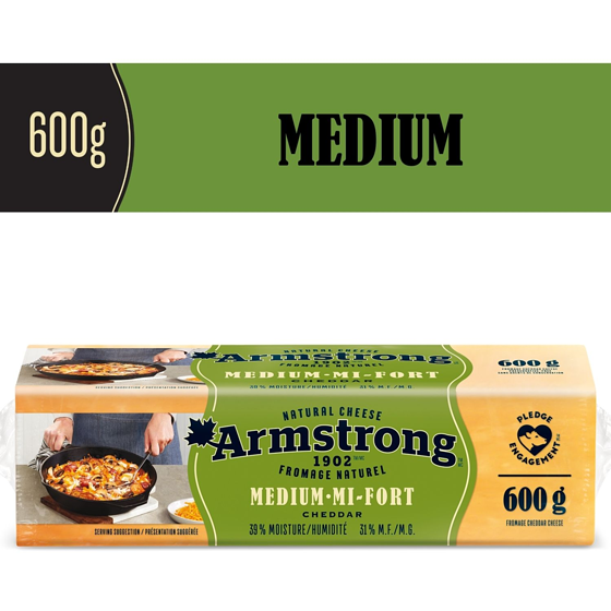 Armstrong Medium Cheddar Cheese 600 g, $1.50/100g