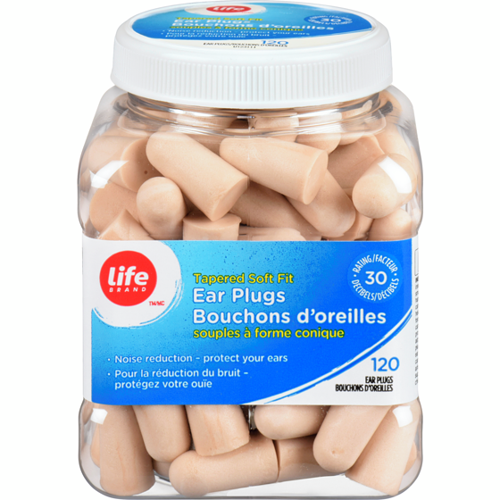 Life Brand Tapered Soft Fit Ear Plugs, 120 Ear Plugs 120 ea, $0.11/1ea