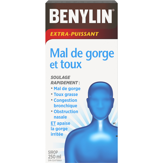 Benylin Mal de gorge et toux sirop extra-puissant 250 ml, 5,76 $/100ml