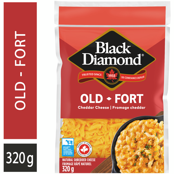 Black Diamond Old Cheddar Shredded Cheese 320 g, $1.72/100g
