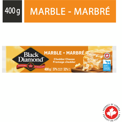 Black Diamond Marble Cheddar Cheese Bar 400 g, $1.87/100g