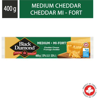 Black Diamond Medium Cheddar Cheese Bar 400 g, $1.87/100g