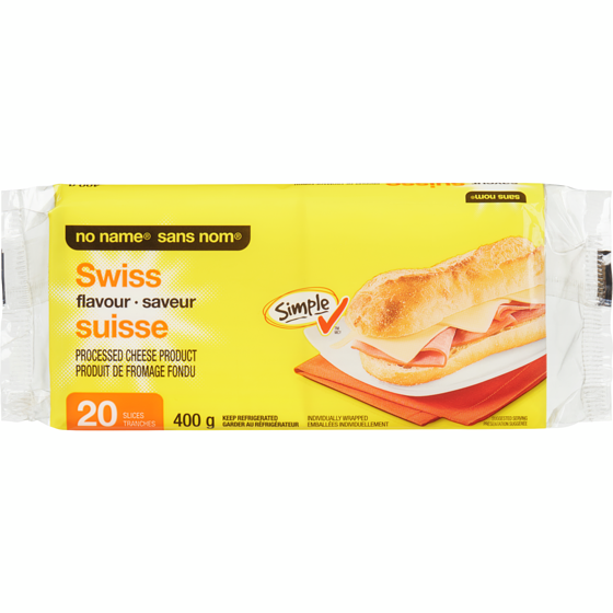 No Name Swiss Flavour Processed Cheese Product Slices 400 g, $1.25/100g