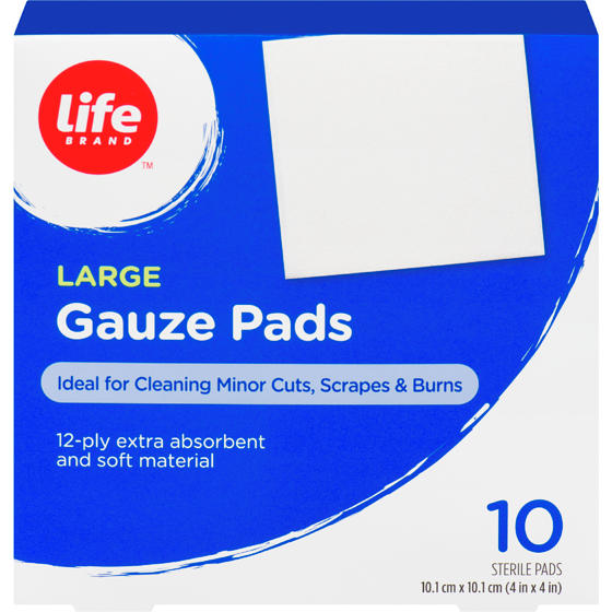 Life Brand Large Gauze Pads, 10 Pack 1 ea, $4.99/1ea