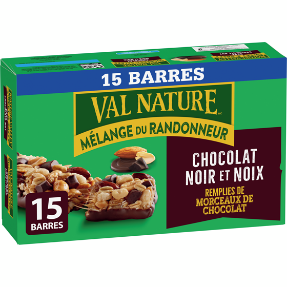Nature Valley Val Nature Barre Granola, Sucrées et Salées, Chocolat Noir et Noix, 15 Barres 525 g, 1,43 $/100g