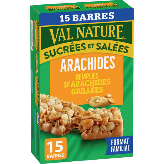 Nature Valley Val Nature Barre Granola, Sucrées et Salées, Arachides, 15 Barres 525 g, 1,71 $/100g