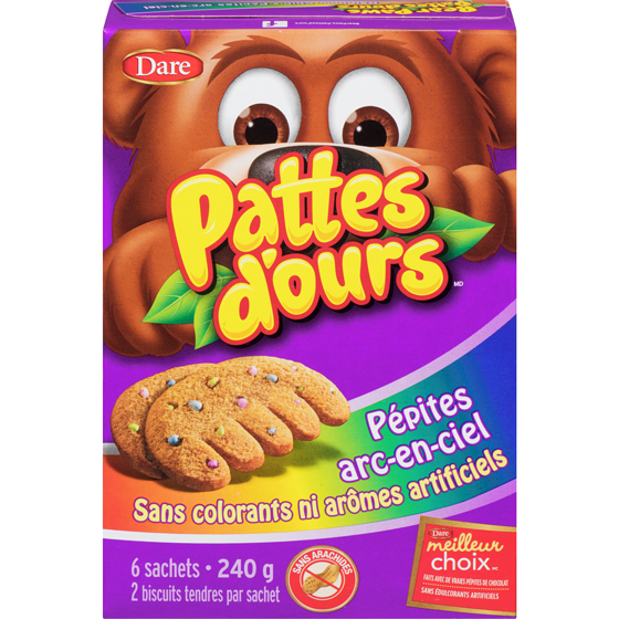 Dare Biscuits Pattes d’ours Pépites arc-en-ciel 240 g, 2,08 $/100g