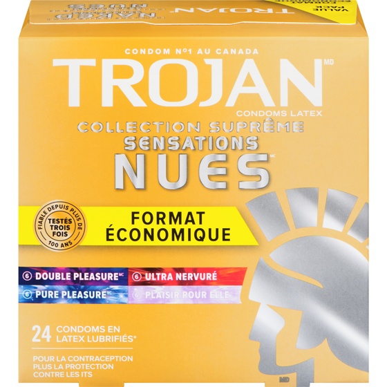 Trojan Condoms lubrifiés Sensations nues Collection ultime format varié 24 ea, 91,62 $/100ch