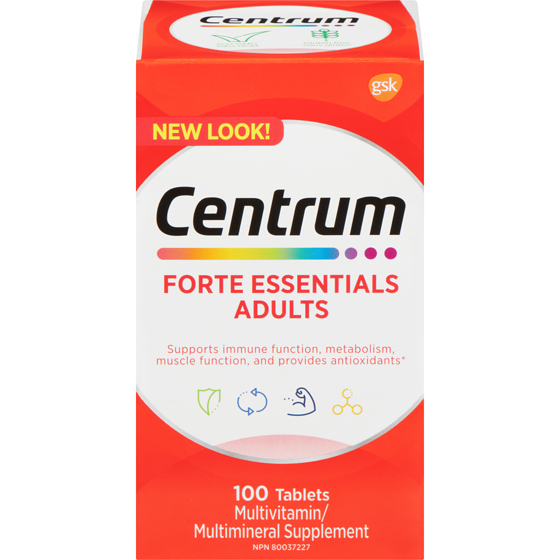 Centrum Forte Essentials Adult Multivitamin And Multimineral Supplement, 100 Count 100 ea, $0.20/1ea