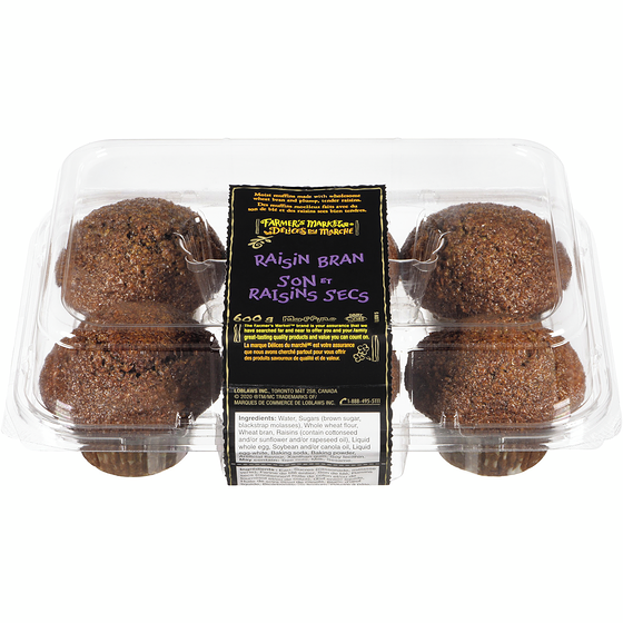 Farmer's Market Raisin Bran Muffins 600 g, $1.17/100g