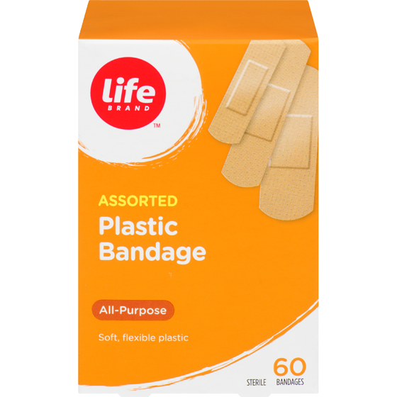 Life Brand Assorted Plastic Bandage, All Purpose, 60 Pack 60 ea, $0.07/1ea