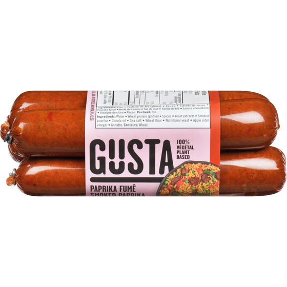 Gusta Saucisse de seitan - Paprika fumé 350 g, 2,00 $/100g