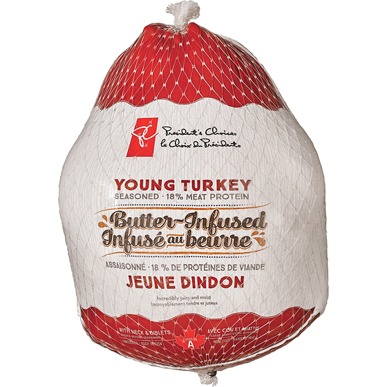 President's Choice Butter Infused Young Turkey - Frozen - 7-9kg 1 kg, $0.69/100g