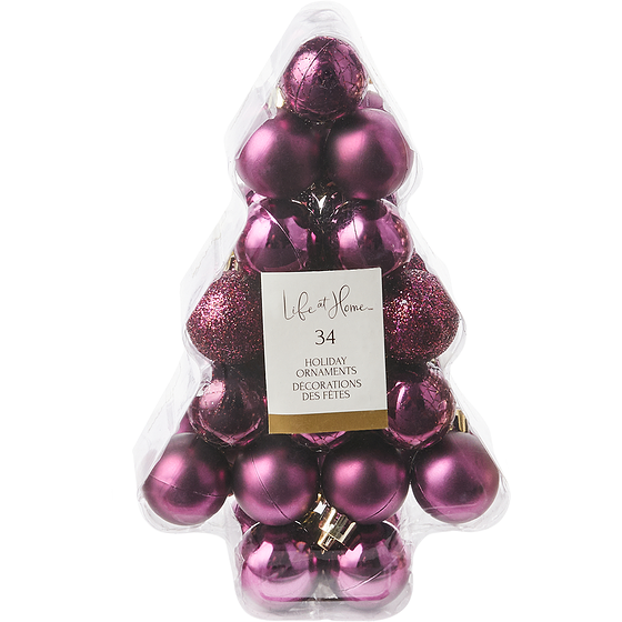 Life at Home 30mm Assorted Tree Boxed Ornaments Amethyst 34 count 1 ea, $12.00/1ea