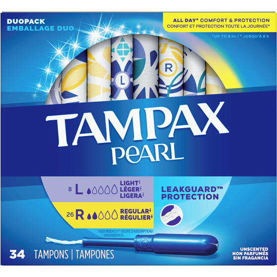 Tampax Pearl Tampons Multipack with LeakGuard Braid, Light/Regular, 34 Ct 34 ea, $0.32/1ea