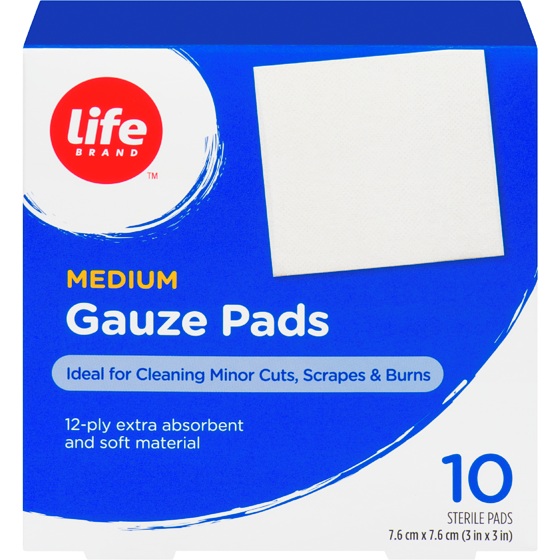 Life Brand Medium Gauze Pads, 10 Pack 10 ea, $0.40/1ea