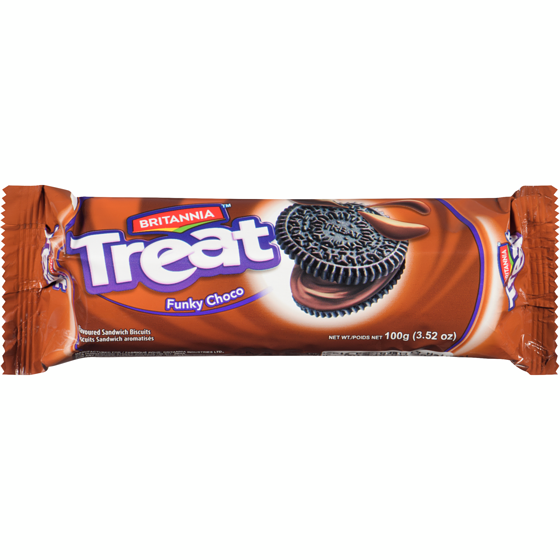Britannia Funky Choco Flavoured Sandwich Biscuits 100 g, $0.99/100g