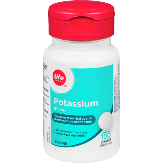 Life Potassium, 99 mg, 100 comprimés 100 ea, 0,09 $/1ch