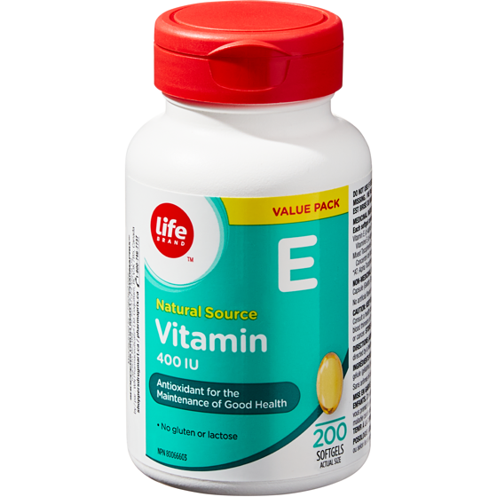 Life Brand Natural Source Vitamin E 400 IU 200 Softgels Value Pack  200 ea, $0.14/1ea