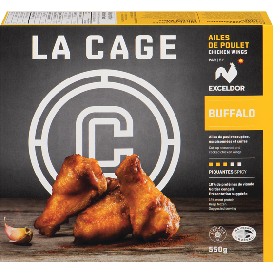 La Cage Exceldor Buffalo Spicy Chicken Wings 550 g, $2.00/100g