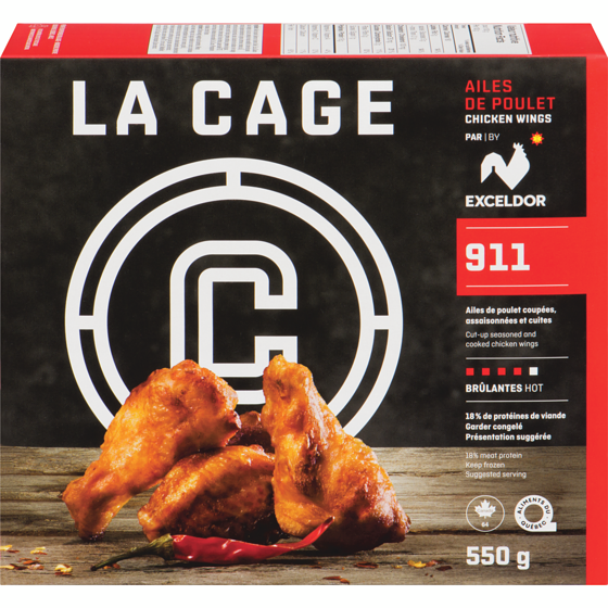 La Cage by Exceldor 911 Hot Chicken Wings 550 g, $2.18/100g