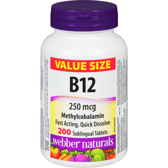 Webber Naturals B12 250 Mcg Methylcobalamin Value Size 200 ea, $0.09/1ea