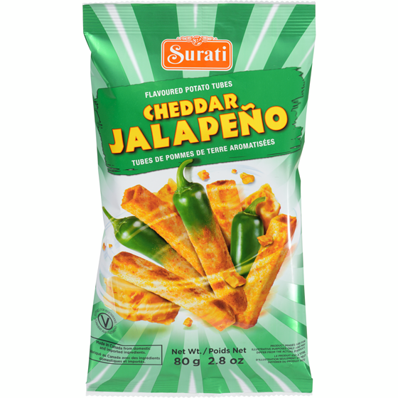 Surati Cheddar Jalapeno Tubes 80 g, $1.86/100g