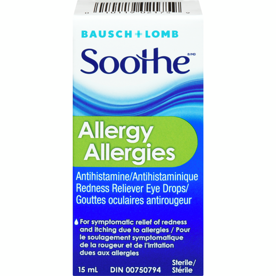 Bausch+Lomb Soothe Antihistamine/Decongestant Eye Drops Allergy 15 ml, $73.27/100ml