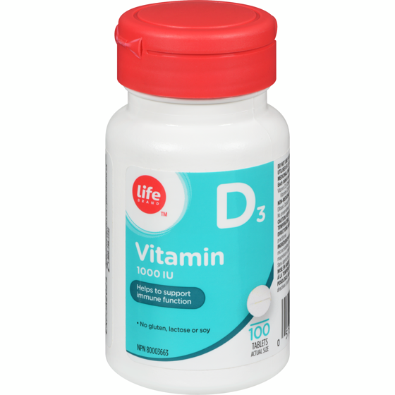 Life Brand Vitamin D3 1000 Iu 100 Tablets 100 ea, $0.06/1ea