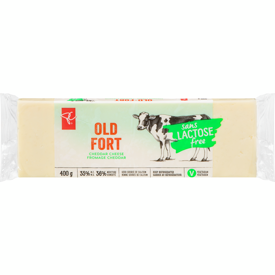 President's Choice Lactose Free Old White Cheddar Cheese 400 g, $1.70/100g