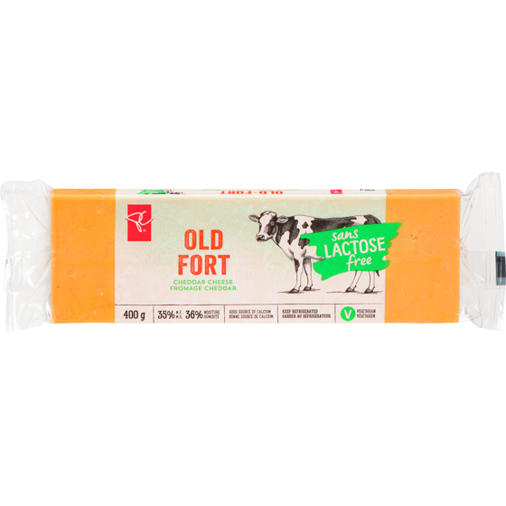 President's Choice Lactose Free Old Yellow Cheddar Cheese 400 g, $1.70/100g