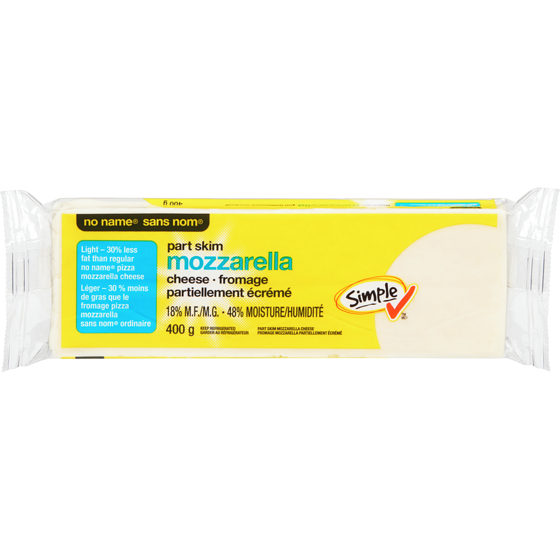 No Name Light Part Skim Mozzarella Cheese 400 g, $1.50/100g