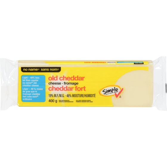 Sans Nom Cheddar fort blanc leger 400 g, 1,62 $/100g
