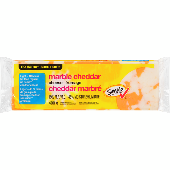 Sans Nom Fromage cheddar marbré léger 400 g, 1,62 $/100g
