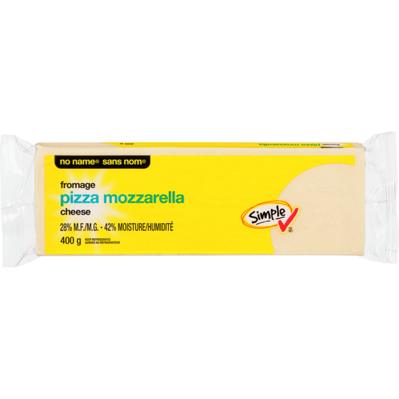 No Name Pizza Mozzarella Cheese with 28% M.F. 400 g, $1.62/100g
