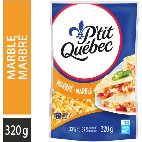 P'tit Québec Marble Shredded Cheese 320 g, $2.97/100g
