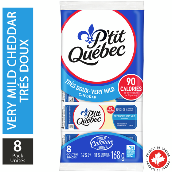 P'tit Québec Very Mild Cheddar Cheese Snacks 168 g, $2.97/100g