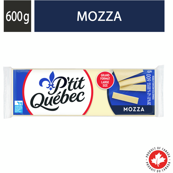 P'tit Québec Fromage mozzarella 600 g, 2,08 $/100g