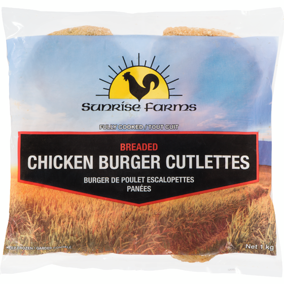Sunrise Breaded Chicken Burger 1 kg, $0.95/100g