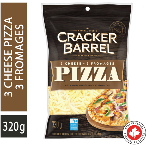 Cracker Barrel 3 Cheese Pizza Shredded Cheese 320 g, $1.87/100g