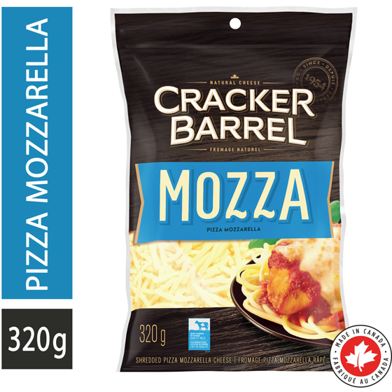 Cracker Barrel Mozzarella Shredded Cheese 320 g, $2.50/100g