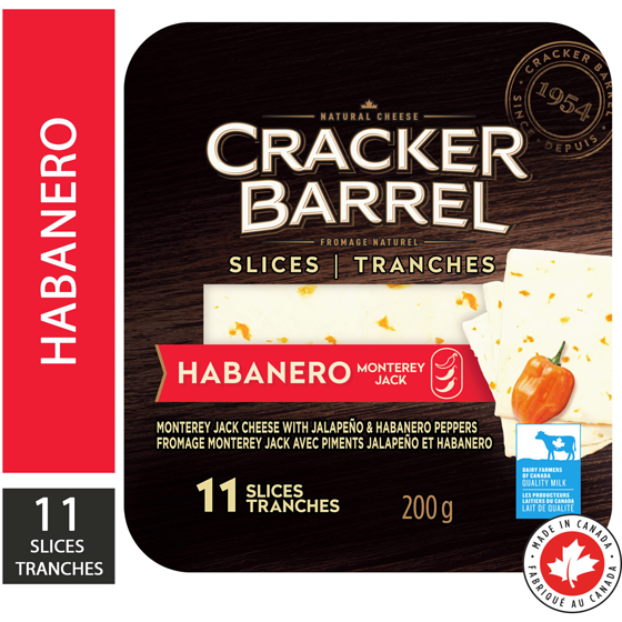 Cracker Barrel Tranches de fromage monterey jack habanero 200 g, 3,00 $/100g